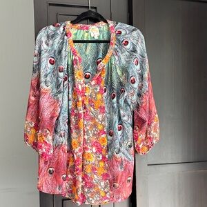 Fig and Flower Multicolor Peacock Blouse